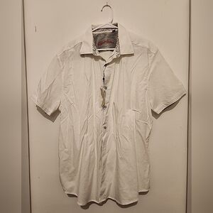 Robert Graham Shirt Mens 3XL White Gray Flip Cuff